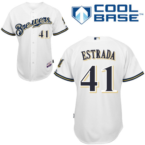 Marco Estrada #41 MLB Jersey-Milwaukee Brewers Men's Authentic Home White Cool Base Baseball Jersey